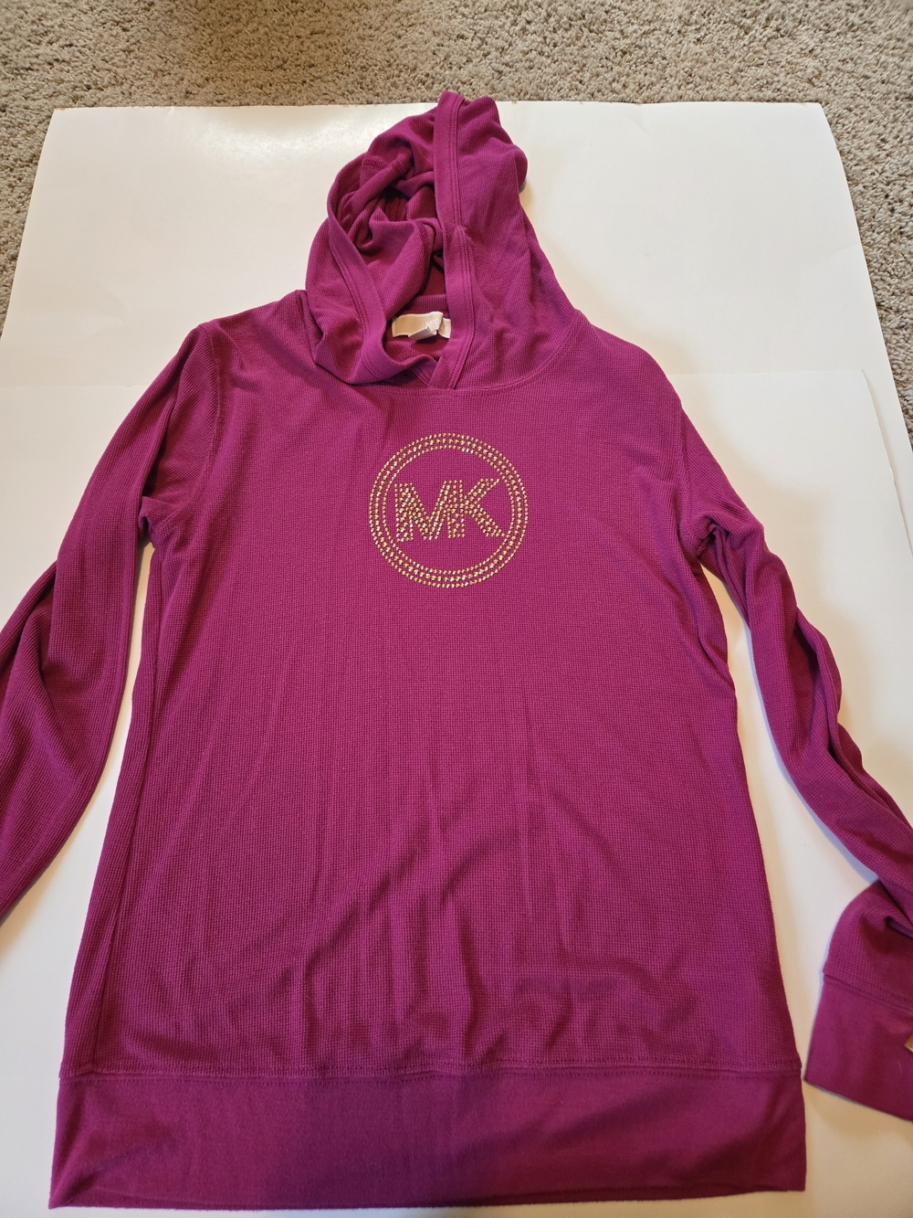 Michael Kors Magenta Hooded Pullover with Rhinestone MK - Medium